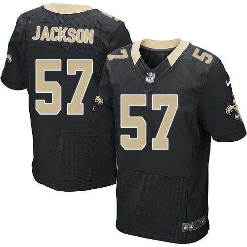 Men's Elite Rickey Jackson Nike Jersey Black Home - #57 NFL New Orleans Saints